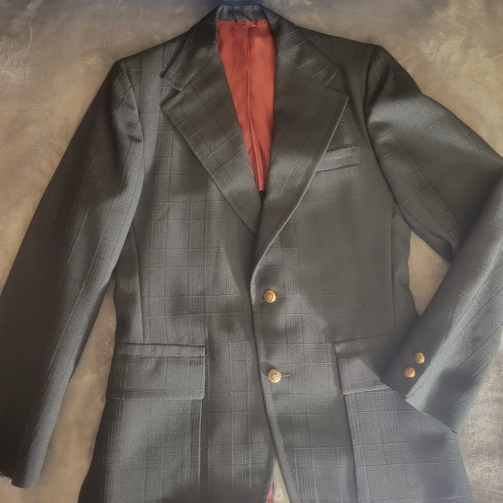 Vintage 1960s CESARE LARINI FIGLIO Milano Men Jacket L/XL Blazer Black*mint